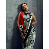 Women's Satin Crepe Printed Saree With Unstitched Blouse 5.5Mtr (Multicolor)