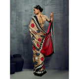 Women's Satin Crepe Printed Saree With Unstitched Blouse 5.5Mtr (Multicolor)