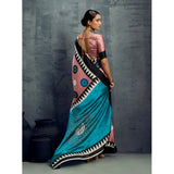 Women's Satin Crepe Printed Saree With Unstitched Blouse 5.5Mtr (Multicolor)