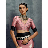 Women's Satin Crepe Printed Saree With Unstitched Blouse 5.5Mtr (Multicolor)