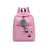 Pink PU Leather Unisex Backpack, medium size with adjustable straps and zipper closure