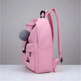 Pink PU Leather Unisex Medium Backpack with Adjustable Strap and Zipper Closure