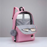 Pink PU Leather Unisex Medium Backpack with adjustable strap and zipper closure