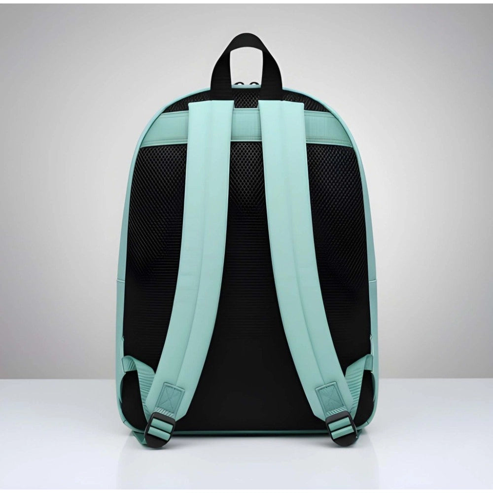 Green PU leather unisex medium zipper backpack with adjustable straps and dual handles