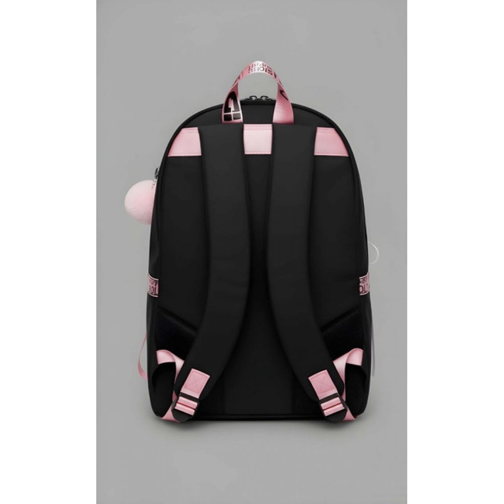 Black PU leather unisex medium backpack with adjustable strap and zipper closure