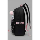 Black PU leather unisex medium backpack with adjustable strap and zipper closure
