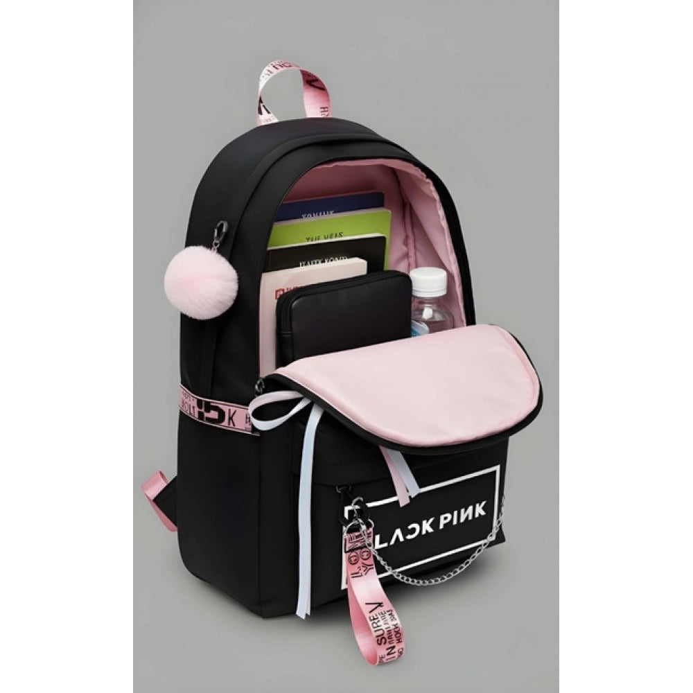 Black PU leather unisex medium zipper backpack, solid design with adjustable straps and dual handles