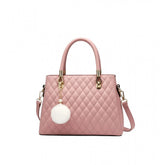 Pink PU Leather Solid Shoulder Handbag with 2 compartments, adjustable strap, and zipper closure
