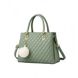 Green PU Leather Solid Shoulder Handbag with 3 compartments and adjustable/removable strap