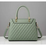 Green PU leather solid shoulder zipper handbag with 3 compartments, polyester lining, and adjustable/removable strap