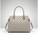 Women's PU Leather Solid Shoulder Zipper Handbag (Grey)