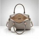 Women's PU Leather Solid Shoulder Zipper Handbag (Grey)