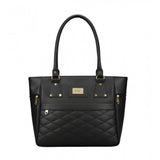Black PU leather solid shoulder handbag with adjustable strap and zipper closure, featuring 4 compartments and polyester lining
