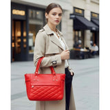 Red PU leather solid shoulder zipper handbag with 4 compartments, polyester lining, and adjustable strap