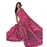 Pink georgette printed saree with unstitched blouse (5.5mtr), vibrant Indian fashion accessory