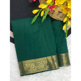 Women's Vichitra Silk Printed Saree With Unstitched Blouse 5.5Mtr (Green)