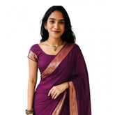 Vichitra silk printed wine saree with unstitched blouse, intricate pattern on 5.5m length for women's formal wear