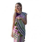 Pink linen printed saree with unstitched blouse (5.5Mtr), traditional Indian women's fashion accessory