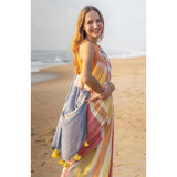 Women's Linen Printed Saree With Unstitched Blouse 5.5Mtr (Yellow)