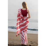 Women's Linen Printed Saree With Unstitched Blouse 5.5Mtr (Red)