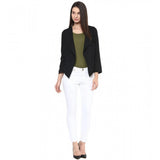 Women's Polyester Solid Long Sleeves Blazer (Black)