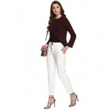 Women's Polyester Diagonal Cut Long Sleeves Blazer (Maroon)