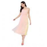 Peach Georgette ombre sleeveless dress for women, stylish and vibrant