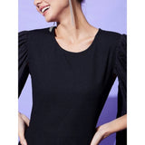 Black polyester solid cape sleeve jumpsuit with concealed zip closure