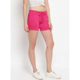 Women's Cotton Solid Elasticated Shorts (Pink)