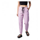 Women's Coton Twill Solid Elasticated Trousers (Lavender)