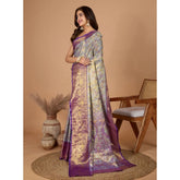 Multicolor jacquard embellished saree with unstitched blouse (5.5Mtr), women's traditional Indian wear on mannequin