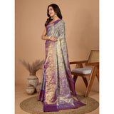 Women's Jacquard Saree With Unstitched Blouse 5.5Mtr (Multicolor)
