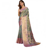 Women's Jacquard Saree With Unstitched Blouse 5.5Mtr (Multicolor)