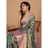 Women's Jacquard Saree With Unstitched Blouse 5.5Mtr (Multicolor)