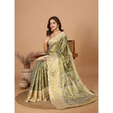 Women's Jacquard Saree With Unstitched Blouse 5.5Mtr (Olive)