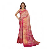 Women's Jacquard Saree With Unstitched Blouse 5.5Mtr (Pink)