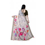 Women's Georgette Floral Printed Saree With Unstitched Blouse 5.5Mtr (Beige)