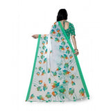 Women's Georgette Floral Printed Saree With Unstitched Blouse 5.5Mtr (Green)