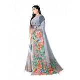 Women's Georgette Floral Printed Saree With Unstitched Blouse 5.5Mtr (Grey)