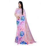 Women's Georgette Floral Printed Saree With Unstitched Blouse 5.5Mtr (Light Pink)