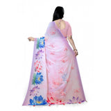 Women's Georgette Floral Printed Saree With Unstitched Blouse 5.5Mtr (Light Pink)