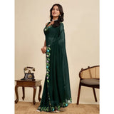 Women's Georgette Printed Saree With Unstitched Blouse 5.5Mtr (Green)