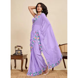 Women's Georgette Printed Saree With Unstitched Blouse 5.5Mtr (Lavender)