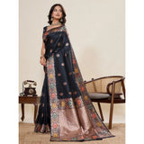 Women's Faux_Banarasi_Silk Woven Saree With Unstitched Blouse 5.5Mtr (Black)
