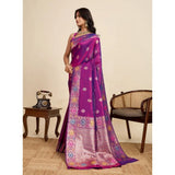 Women's Faux_Banarasi_Silk Woven Saree With Unstitched Blouse 5.5Mtr (Magenta)