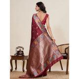 Women's Faux_Banarasi_Silk Woven Saree With Unstitched Blouse 5.5Mtr (Maroon)