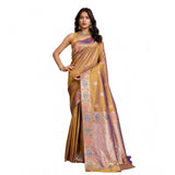 Women's Faux_Banarasi_Silk Woven Saree With Unstitched Blouse 5.5Mtr (Mustard)