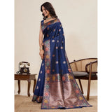 Women's Faux_Banarasi_Silk Woven Saree With Unstitched Blouse 5.5Mtr (Navy_Blue)