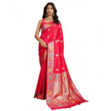 Women's Faux_Banarasi_Silk Woven Saree With Unstitched Blouse 5.5Mtr (Red)