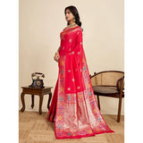 Women's Faux_Banarasi_Silk Woven Saree With Unstitched Blouse 5.5Mtr (Red)